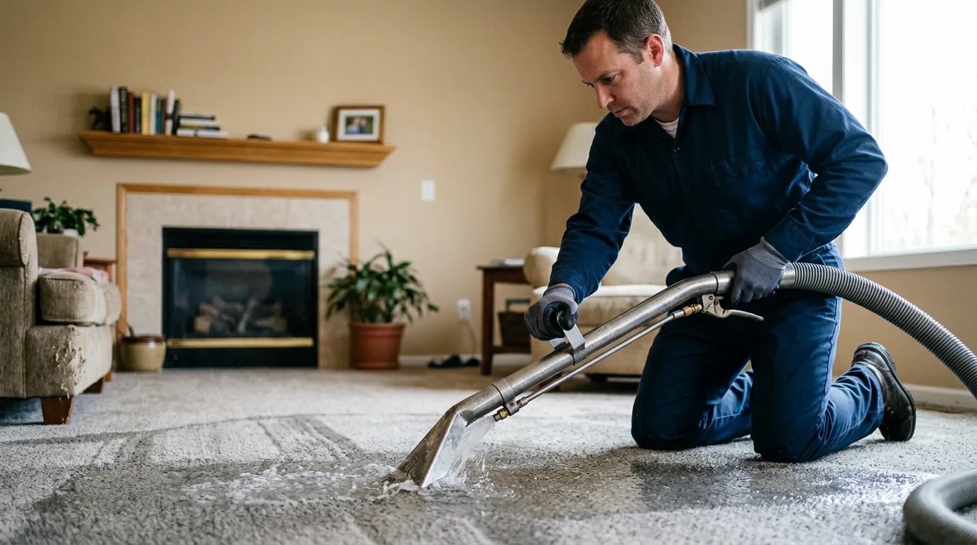 Water damage restoration technician working near Wheatland, WY